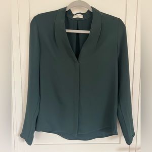 Aritzia Babaron Dark Green Power Blouse XS